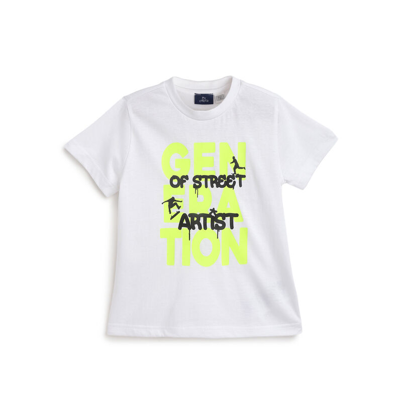 Boys White Neon Graphic Printed T-Shirt image number 0